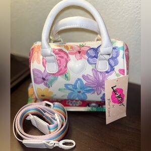 Luv Betsey LB Harley Mini Barrel Bag Floral with Detachable Strap